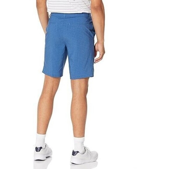 PGA TOUR Men's Flat Front Mini Geometric Print Shorts Poseidon Blue Size 40 - Picture 2 of 2